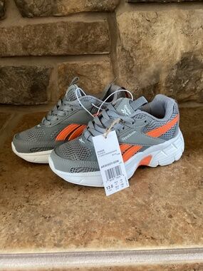 Kids Reebok Boys Chaos Running Sneaker Size 13 Gray Orange White Fuel Foam NIB